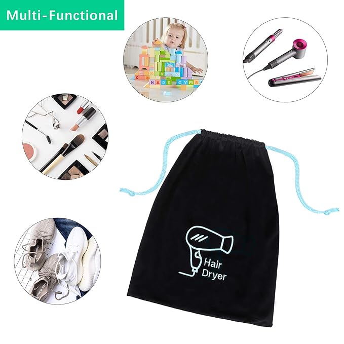 Hair Dryer Bag 11.8’’x 14’’ Storage Organizer Bag For Hairdryer and All Hair Tools With Drawstring, Ideal for Travel, Gym, Hotel or Home Use (Two Packs)