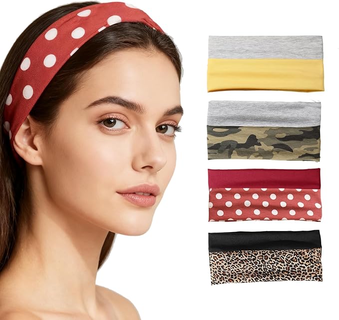 8PCS Weazppre Fashion Headband, Polyester Blend Hair Band Accessory for Women, Girls, Teens, Elastic Style for Exercise, Sports, Yoga, Daily Wear