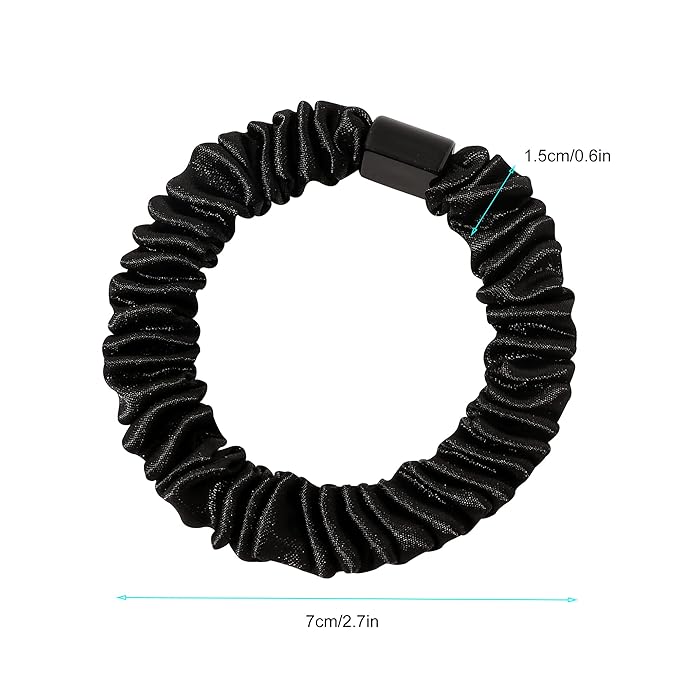 Satin, Silk Hair Ties Black Small Mini Scrunchy for Women Thick Hair Accessories Cute Soft No Slip Hair Elastics Ponytail Holder for Curly Hair No Damage Hairties Gift for Girls