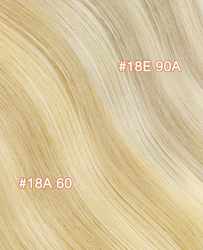 GOO GOO Invisi Edge Tape in Hair Extensions Human Hair, 18AT60A Pearl Ash Blonde Highlights10pcs injected with 10pcs classical tape ins, 20inch 50g, Virgin Remy Hair, Natural Look