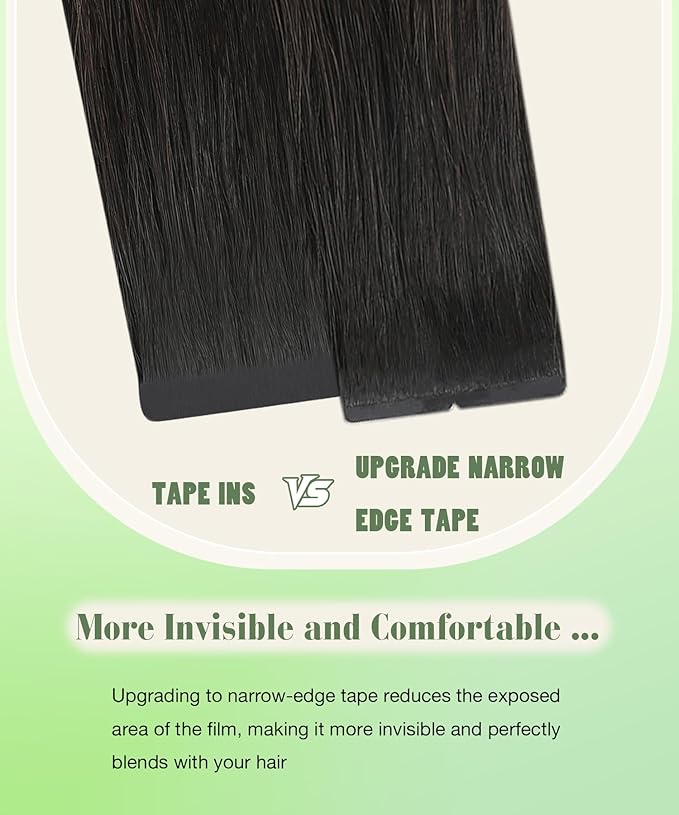SURNEL Tape in Hair Extensions Ombre Color 1B Off Black Fading To 4 Middle Brown Tape in Human Hair Extensions 18 inch 20pcs 50g(#1BT4-18)