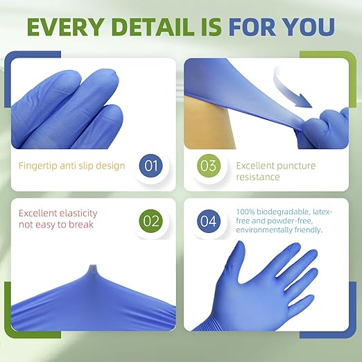 Jointown Biodegradable Nitrile Exam Gloves, Disposable Medical Surgical Gloves, Violet Blue Nitrile Glove, Latex Free, Food Safe, 1000 Count, XSmall