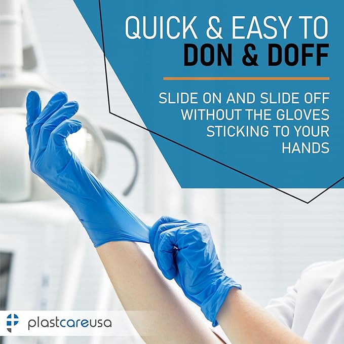 100 Nitrile Exam Gloves 3.5 Mil - Latex & Powder Free, Disposable Non-Sterile Protective Gloves By PlastCare