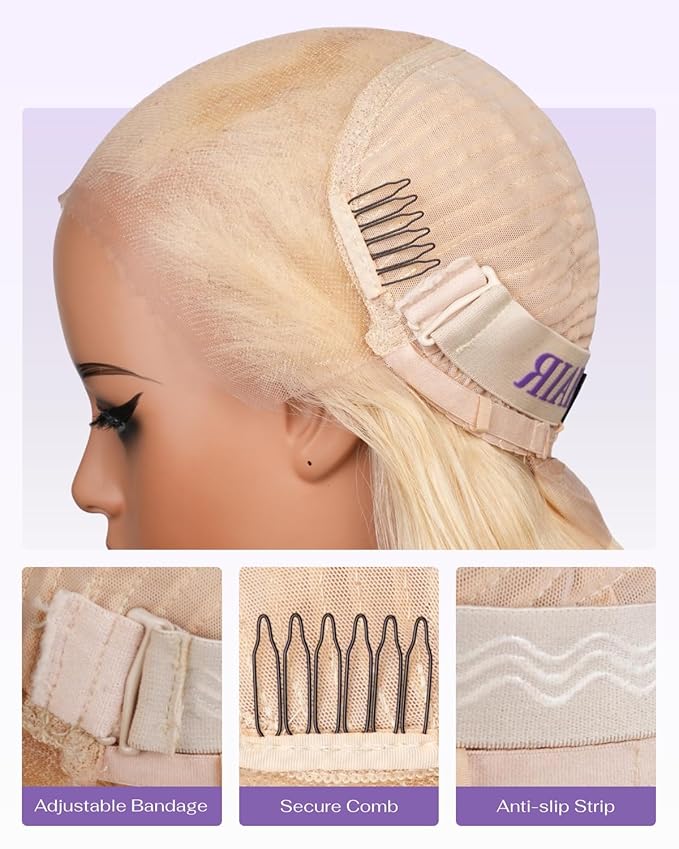 613 13x6 Lace Front Wig Human Hair 180 Density Body Wave Blonde Wig Human Hair 613 HD Lace Frontal Wigs 100% Real Human Hair No Synthetic Blend No Tangle No Shedding Triple Lifespan 3X 30 Inch