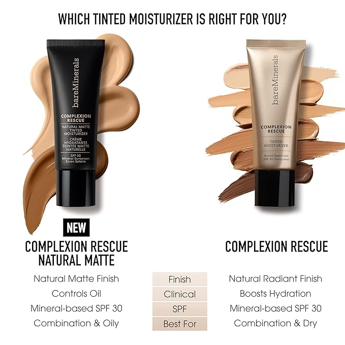 bareMinerals Complexion Rescue Tinted Moisturizer for Face with SPF 30 + Hyaluronic Acid, Hydrating Tinted Mineral Sunscreen for Face, Skin Tint, Vegan (Mahogany 11.5)