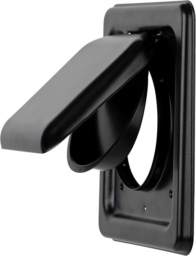 NO-PEST VENT MetalGuard, Dual Door Dryer Vent Cover Outdoor 4 Inch, Powder-Coated Heavy Duty Steel, Pest Proof, Rust Resistant, Safe & Efficient Vent Cap (Onyx, STEEL 4" W/O Duct Tube)