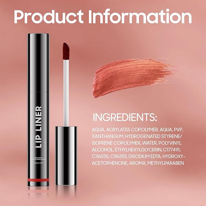 OETUIOW Lip Stain, Lip Liner, Waterproof Moisturizing Long-Lasting, Non-Stick Cup for Women All Skin Types, Nude Color