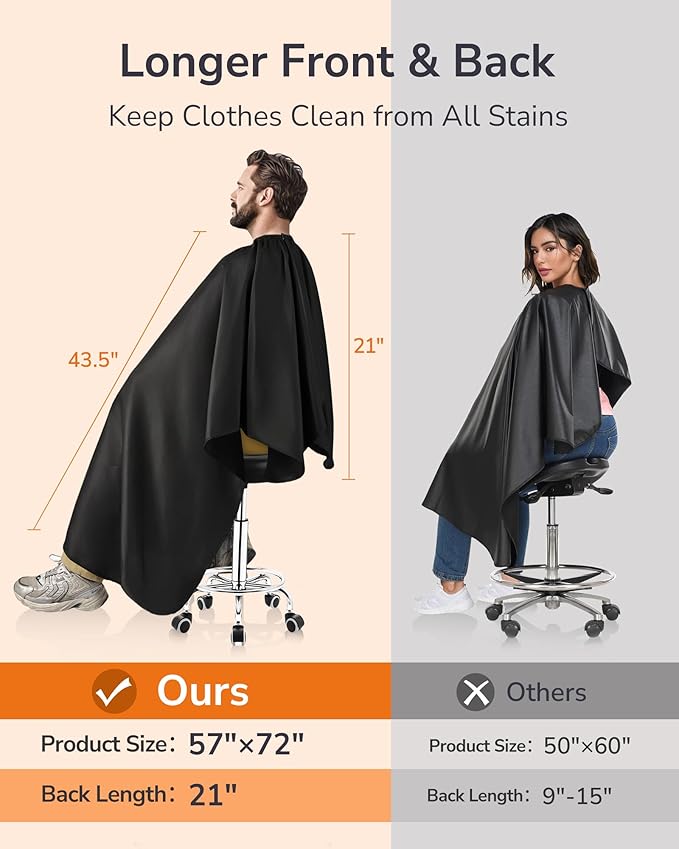 ULG Professional Hair Cutting Cape with Neck Duster Brush Waterproof Extra Large Size Salon Barber Cape Haircut Cape for Men