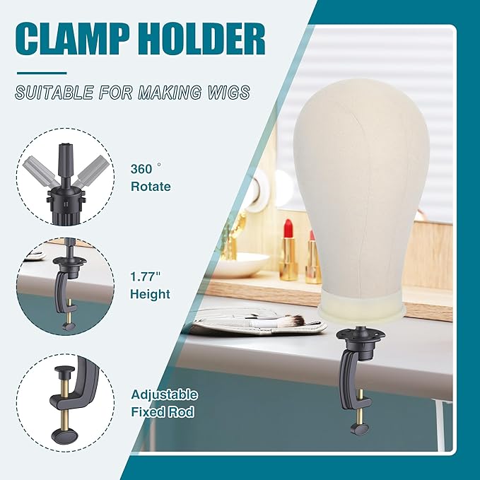 Wig Stand with Head 50 Inches, Wig Head Stand with 22 Inches Mannequin Head, Height Adjustable Metal Tripod Wig Stand, Manikin Head Set for Wigs Display Making Hair Weave and Styling