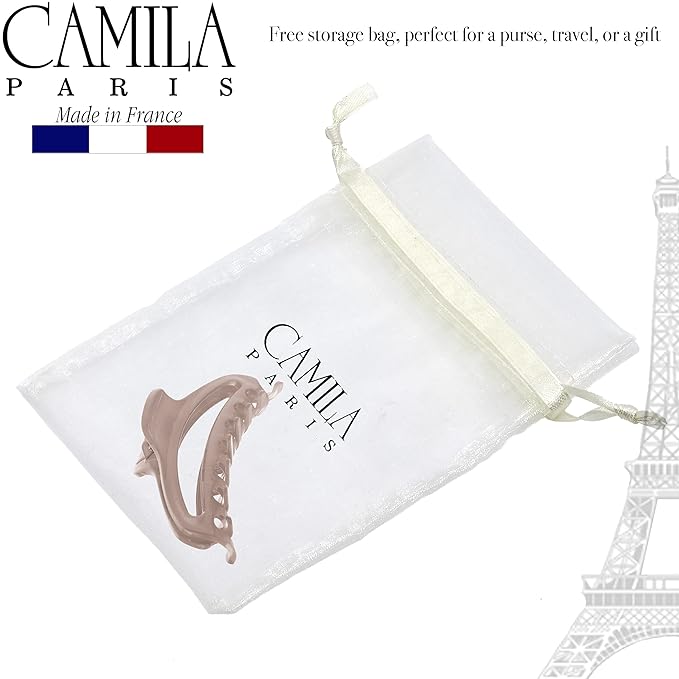 Camila Paris CP3219 French Hair Clip for Women, Medium Narrow, Open, Girls Hair Claw Clips Jaw Fashion Durable and Styling Hair Accessories for Women, Strong Hold No Slip Grip, Made in France