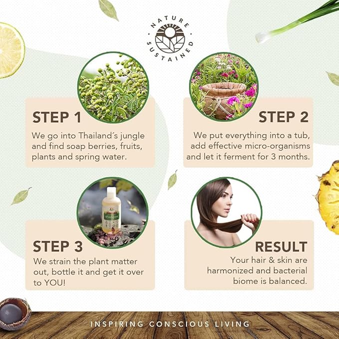 Natural Shampoo - Organic, Raw & Wildcrafted with Probiotics, Hypoallergenic Natural & Sulfate Free Shampoo for Sensitive Scalp, Dry Hair, Dandruff, Eczema & Psoriasis, 9oz, Original