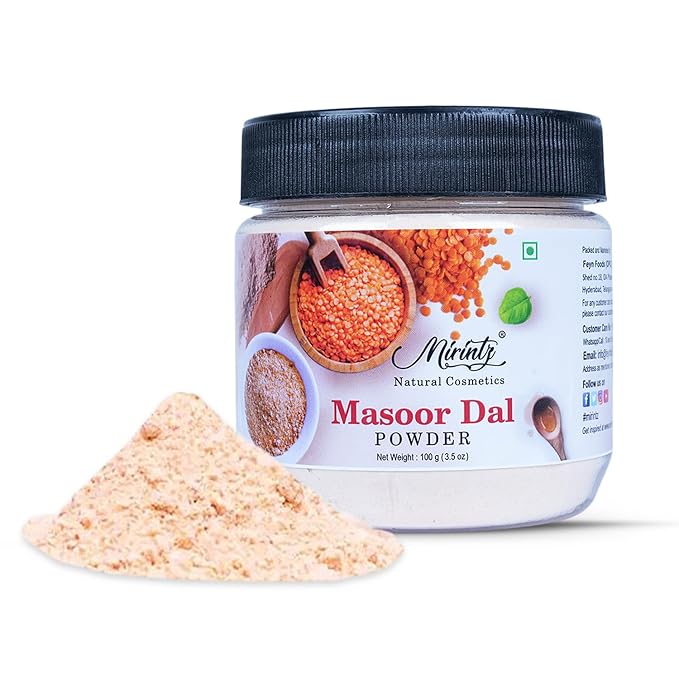 100% Natural Masoor Dal Powder | (3.5 Oz) Organic Lentils Powder for Face & Skin | Red Lentils Powder for Natural Face Pack | Dried Masoor Dal Cleansing Powder & Skin Brightener for Face