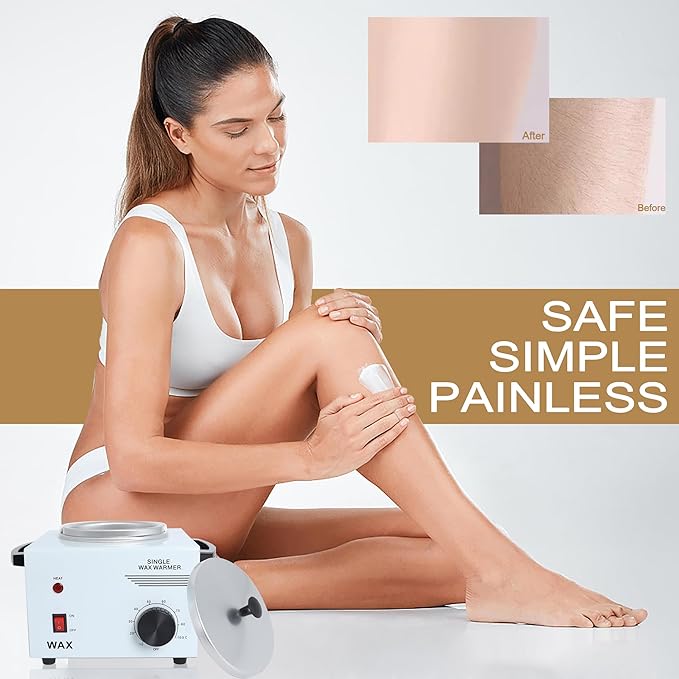 Podoy Wax Warmer for Hair Removal, Professional Single Wax Warmer Pot Melter Heater with Adjustable Temperature Set, Home Spa & Salon Electric Waxing Machine with 200pcs Sticks