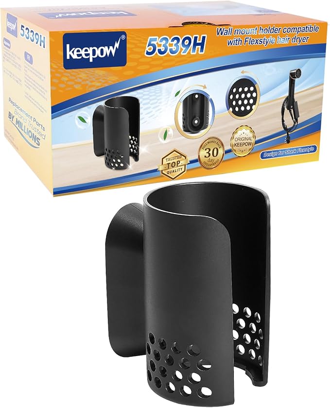 KEEPOW Hair Dryer Holder Wall Mount Compatible with Shark Flexstyle/Dyson Airwrap/Airstrait Styler, Hair Dryer Stand Hair Tool Organizer Hairdryer Storage Attachment Holder for Bathroom Hotel