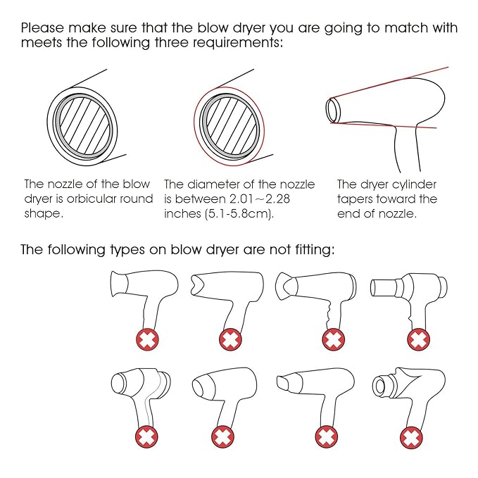 Segbeauty Blower Dryer Comb Attachment, Hair Dryer Concentrator with Brush Attachments for 1.57-1.97" Nozzle, Professional Salon Hairdressing Styling Tool for Straightening Wavy Natural Curly Hair