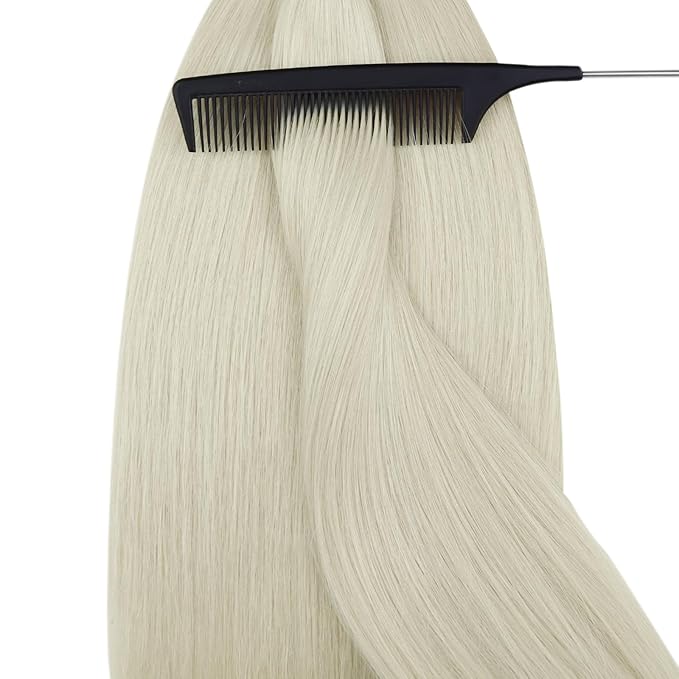 YoungSee Nano Ring Hair Extensions Human Hair Platinum Blonde 26inch Nano Bead Hair Extensions Human Hair Blonde Nano-Ring Hair Extension Blonde Nano-Link Extension Real Human Hair for Long 50s 50g
