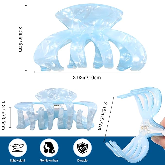Jayongnee Clips for Women - Octopus Claw Clip - Hair Clips for Long and Thick Hair, Non-Slip Big Claw Strong Hold Hair Unbreakable 3 PCS (claw clip-A)