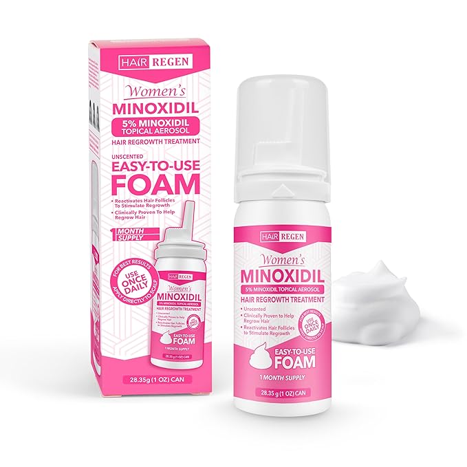 Minoxidil Foam for Women 5% Percent - Women's Hair Growth Treatment for Her - Topical Foaming Minoxidil for Women - Great for Hair Regrowth and Reduce Hair Loss - 1 Pack as 1 Month Supply