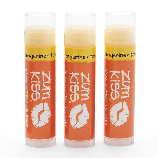 Zum Tangerine Kiss Stick (Pack of 3) with Certified Organic Sunflower Seed Oil, Beeswax, Shea Butter, Pure Essential Oils, Candelila Wax, Vitamin E and Honey, 0.15 oz