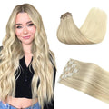 GOO GOO Clip in Hair Extensions Real Human Hair, Remy Human Hair Extensions Clip ins for Women, Natural Human Hair, 22 Inch 160g 7Pcs, 17/22/60 Balayage Ash Blonde to Golden Blonde and Platinum Blonde