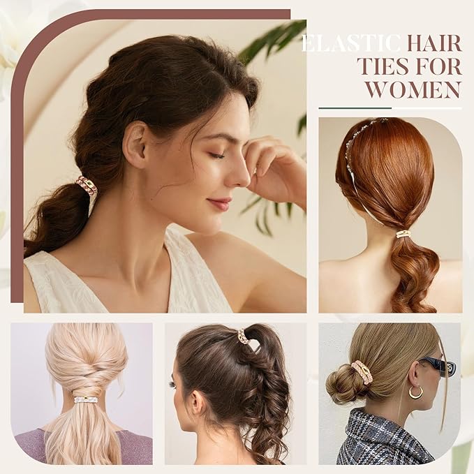 Hair Ties No Damage - 10PCS Ponytail Holders - Elastic Hair Ties for Thick Hair - Braided Hair Bands for Women Girls's Hair - Milk apricot color