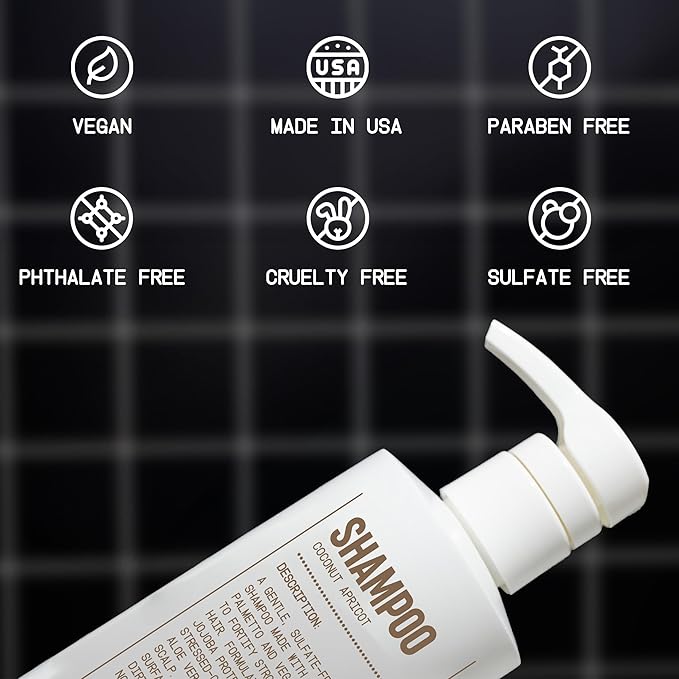 Blu Atlas Men's Natural Shampoo – Organic, Sulfate-Free, Paraben-Free – Deep Cleansing & Hydrating – Coconut Apricot Scent – Made in America – 16 oz