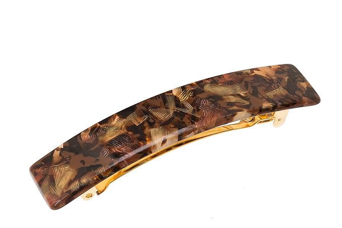 France Luxe Classic Rectangle Barrette - Pavlova Brown