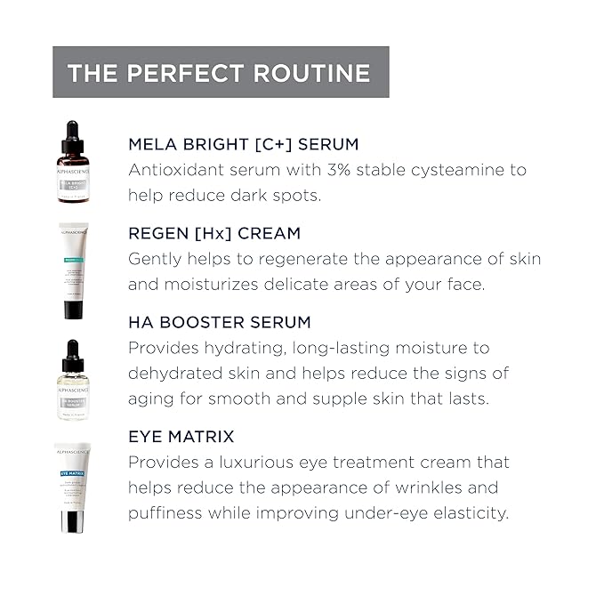 ALPHASCIENCE La Box Esthetique [Intense Brightening] Discovery Kit - MELA BRIGHT [C+], REGEN [HX], HA BOOSTER, & EYE MATRIX - Helps Reduce Look of Dark Spots & Scars - Moisturizing & Soothes - 1 Kit
