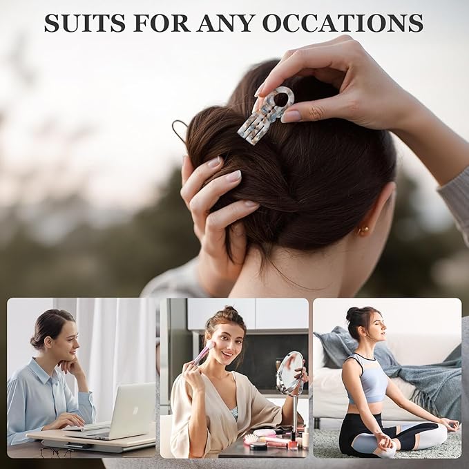 Sunolga 6pcs Prestige French Hair Pins for Women, 4.38" Large, Serrated Anti-Slip Design, Curved Shape for Better Head Fit, Coquette Elegant Hair Accessories for Updos, Chignon, Bun Hairstyles