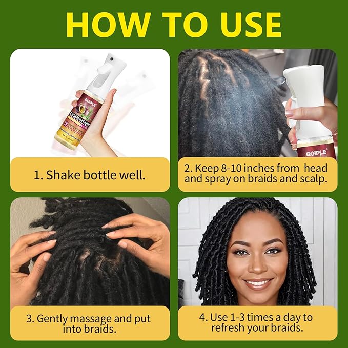 Loc Moisturizing Spray for Dull, Dry Locs - Daily Passion Fruit Hair and Scalp Moisturizer for Dreadlocks, Sisterlocks, Microlocks, Braids- Lightweight Refreshing Moisturizer Loc Spray for Anti-frizz