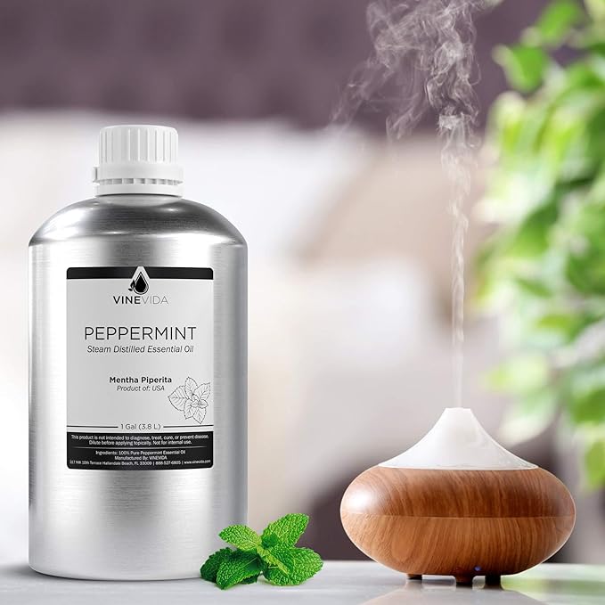VINEVIDA Peppermint Essential Oil - Gallon Peppermint Oil Undiluted - Bulk Gallon Essential Oil for Soap Making & Candle Scents - 8 lbs