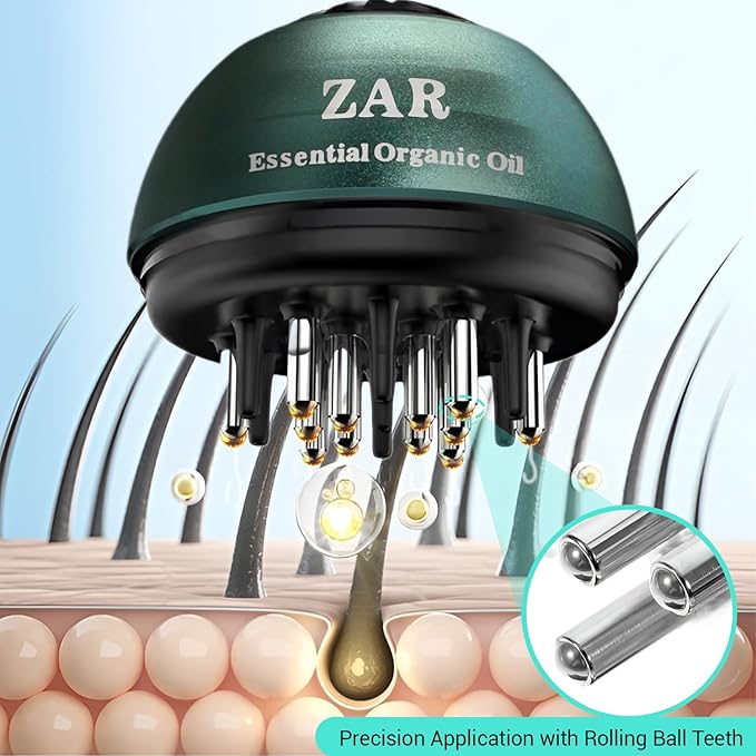 Zar Hair Comb | 2 in 1 Portable Hair Oil Applicator & Scalp Massager Brush | Boost Hair Growth | for All Hair Types | 30ml Capacity