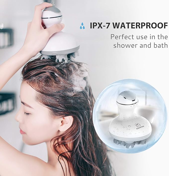 COMFIER Electric Cordless Hair Scalp Massager with Kneading 84 Massage Nodes, Handheld Portable Head Scratcher Massager for Hair Growth, Deep Clean and Stress Relax, Gifts for Men Dad