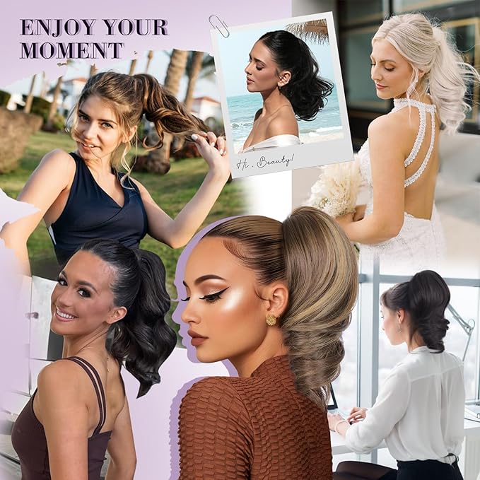 Claw Clip Ponytail Extension - 12 Inch Soft Curly Pony Tails Hair Extensions, Synthetic Hair Extensions Ponytail, Clip in Ponytail (Color: Medium Blonde With Bleach Blonde Ends)