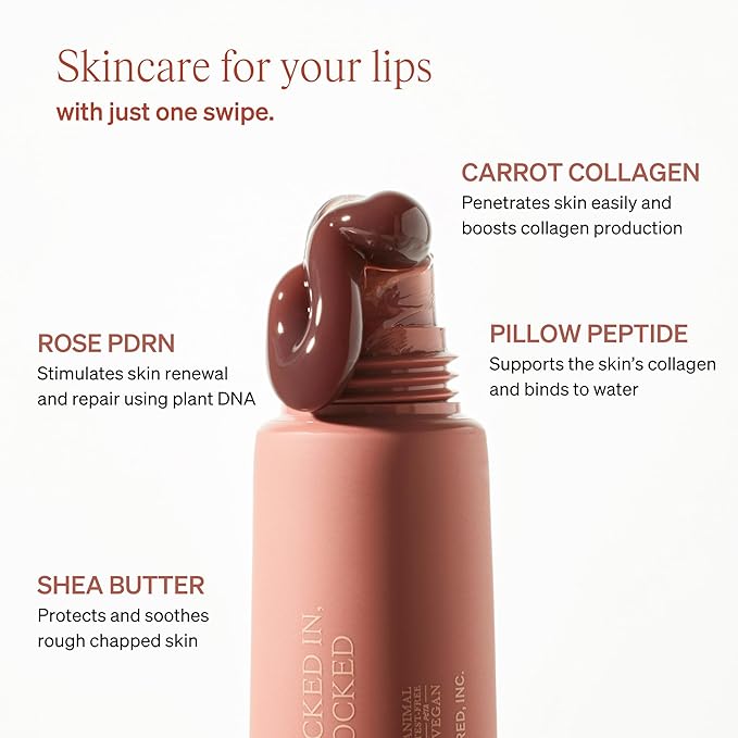 LipLock Jelly Serum for Dry Lips, Long-Lasting, Hydrating, Plumping, Glossy Mask with Rose PDRN, Carrot Collagen, Pillow Peptide, Moisturizing Tinted Lip Balm. (Pink Flan)