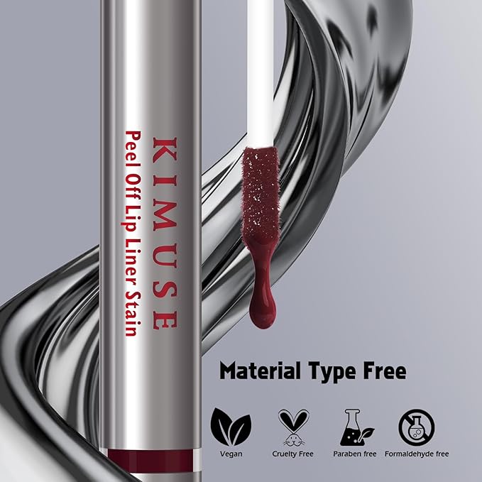 KIMUSE Peel Off Lip Liner Stain, Long Lasting Lip Tint Stain Peel Off, Waterproof, Transfer-Proof, Highly Pigmented Color Peel Off Lip Stain Liner, Matte Finish