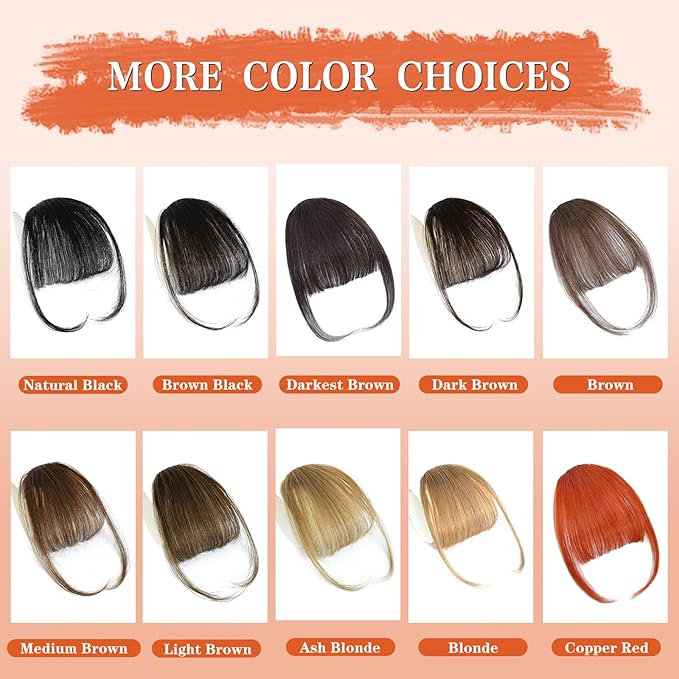 NAYOO Bangs Hair Clip in Bangs 100% Real Human Hair Extensions Wispy Bangs Clip on Air Bangs for Women Hairpieces Curved Bangs (Copper Red, Wispy Bangs)