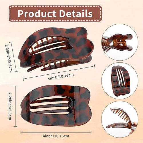 4Pcs Flat Hair Clips for Women Leopard French Claw Alligator Concord Flat Hair Clips Fashion Accessories for Women Girls