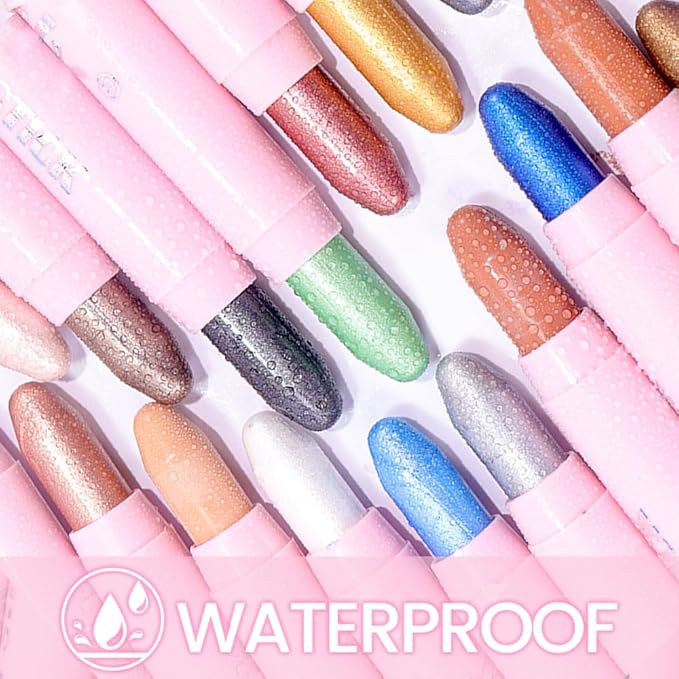 Kaely 2in1 Cream Eye Shadow Brightener Sticks for Eyes, Pencil Eyeshadow Applicator Stick Waterproof Pigmented, Eye Shadow Palette Highlighter Makeup, sombras para ojos, 10 Sky Blue Shimmer