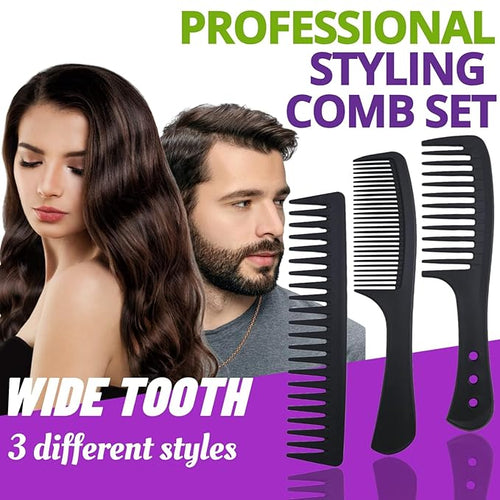 6PCS Large Wide Tooth Comb Set Detangling Shower Hair Comb Professional Carbon Fiber Cutting Comb for Women&Men's Wet Dry Curly Long Hair Anti Static Heat Resistant Comb Reduce Hair Loss and Breakage