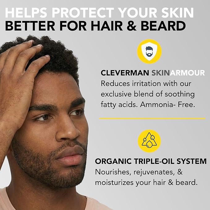 2X Pack Cleverman Hair & Beard Dye Kit for Men, All-in-One Reusable Mens Hair Color, Natural Gray Coverage, Ammonia-Free Beard Mustache Dye for Men (Dark Brown for Black Men)