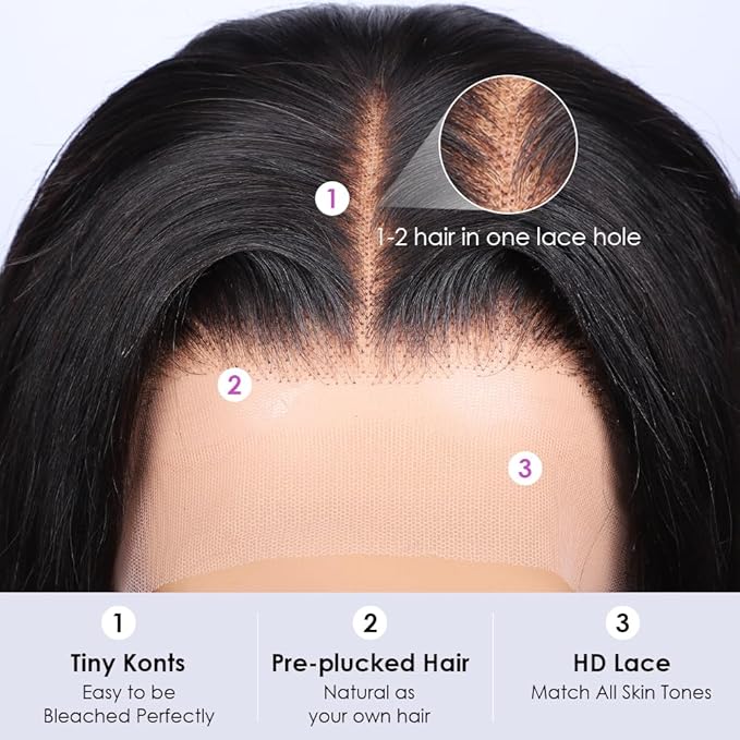 Iris Queen 13x4 Straight 220 Density Transparent Lace Front Human Hair Wigs for Black Women 12A Virgin Human Hair HD Lace Frontal Wig Pre Plucked Natural Black Color(22 inch)