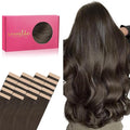 WENNALIFE Tape in Hair Extensions Human Hair, 20pcs 50g 18 inch Cool Dark Brown Remy Hair Extensions Straight Human Hair Tape in Extensions Skin Weft Tape Extensions