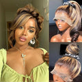 AMIRTY 250 Density 34 Inch 360 Lace Front Wigs Human Hair Honey Blonde Body Wave Lace Front Wigs Full 360 Glueless HD Transparent Lace Front Wigs for women 4/27