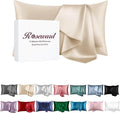 Beige Silk Pillow Cases with Zipper Made in USA, Real Silk Pillowcase for Acne Prone Skin Standard Size, 6A Grade Pure 22 Momme, 1 Pc 20"x26" (Standard, Beige)