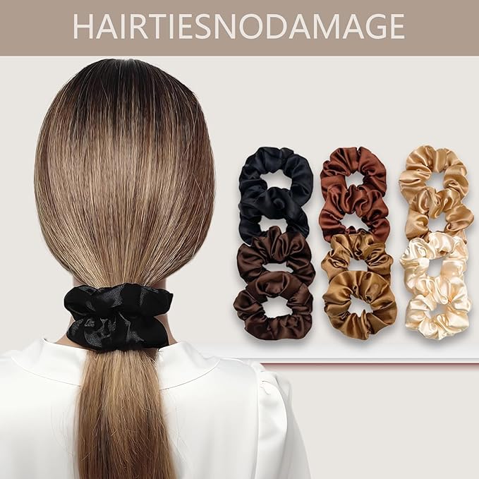 Hair Ties for girls 4 popular styles Hair Elastics (15pcs No Damage Hair Ties 50pcs High Elastic Ties 15pcs Ponytail Holders 12 Satin Scrunchies) Pain-free No Crease multiple colors for all hair types