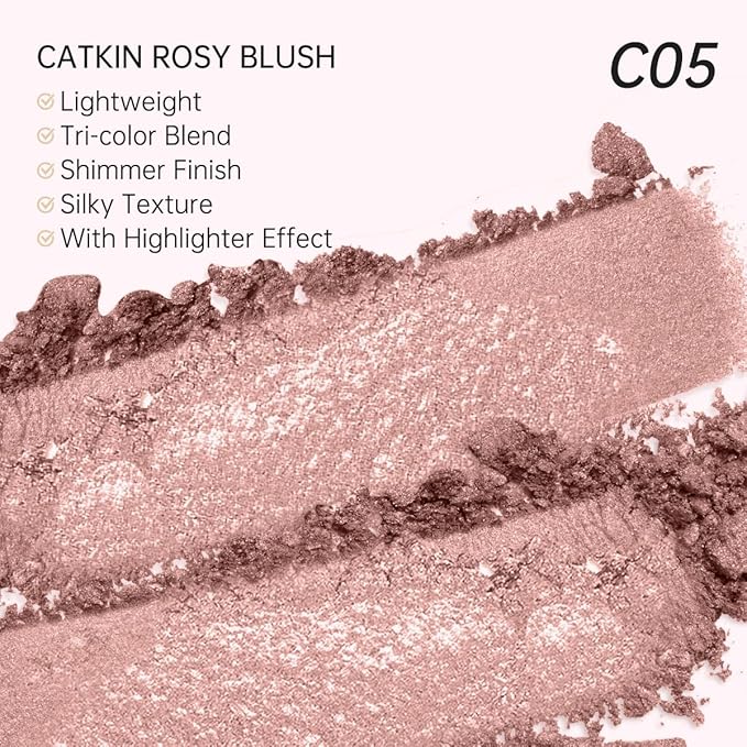 blush for cheek pink coral cheek color makeup powder blusher creamy texture long lasting shimmering glitter highlight 2 in 1 C05 Crystal Frost