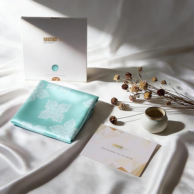ZIMASILK 100% Pure Mulberry Silk Pillowcase for Hair and Skin Health, Soft and Smooth, Both Sides Premium Grade 6A Silk, 600 Thread Count, with Hidden Zipper, 1pc (King 20"x36", Mint Green)