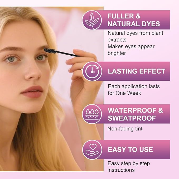 Eyelash & Eyebrow Color Kit, Professional Instant Lash & Brow Color Kit, Easy to Use with Natural Results, DIY Hair Coloring Eye Brow & Eye Lash Set for Beginner Salon Beauty 7ml (Brown/Light Brown)