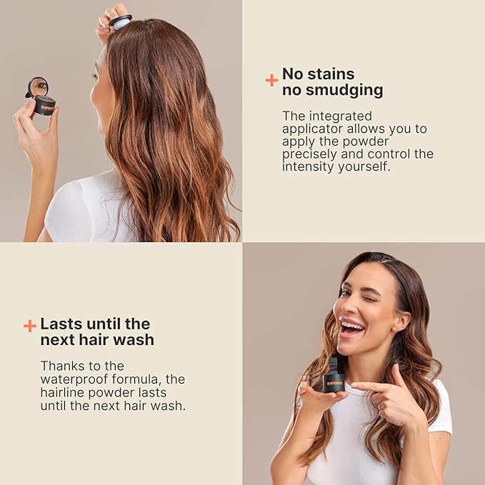 IMPERIO Root Touch Up Hair Powder for Concealing Hair Loss instantly - Hairline Powder for Women & Men - Water resistant Root Cover Up for Thinning Hair in Premium Hairdressing Quality (Dark Gray)